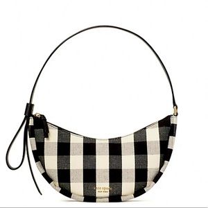 BNWT Kate Spade Smile Gingham Small Shoulder Bag, Black and White, 2022 with tag